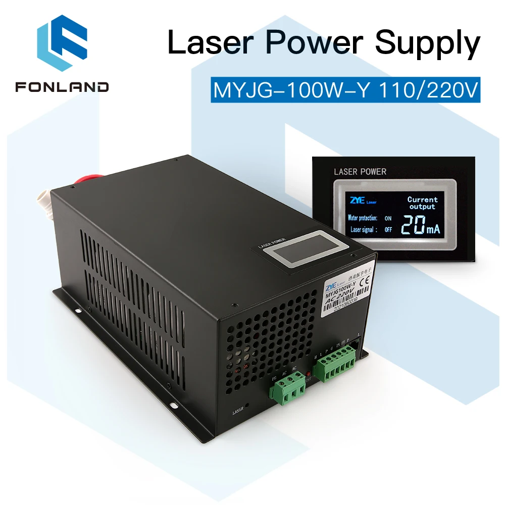 FONLAND MYJG-100W CO2 Laser Power Supply for Reci W2 T2 EFR Yongli CDWJ CO2 Laser Tube Engraving Cutting Machine With Display