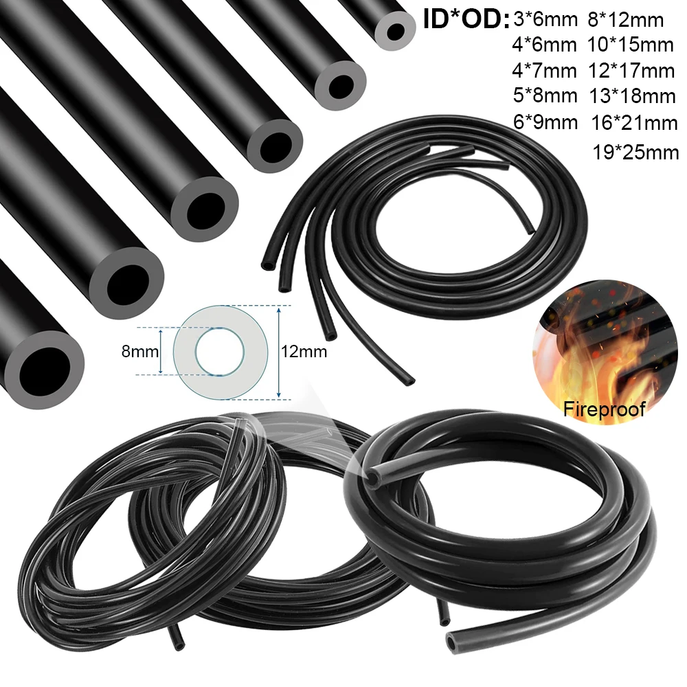 

Length 1 meter/3 meter multi size 3mm~19mm Black smooth nitrile rubber hose for gasoline delivery pipe carburetor hose