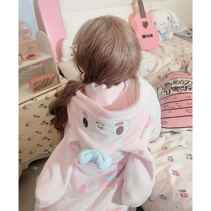 Plush Pajama My Melody Kawaii Thick Home Pajamas Autumn Winter Jacket and Trousers Two-Piece Set Pajama Thermal Robe Girl Gift