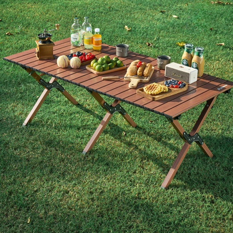 Eierrollen-Klapptisch aus Aluminiumlegierung, rechteckig, original, einfach, Picknicktisch, tragbar, Gartenmöbel, Campingtisch HQ40C
