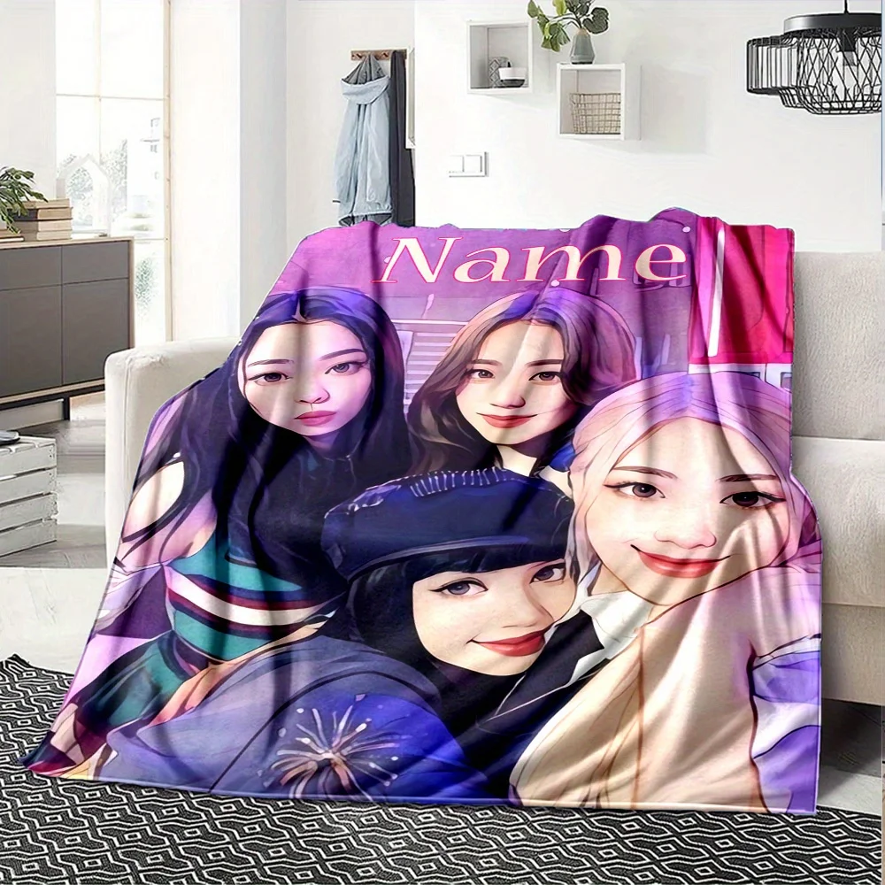 Maßgeschneiderte K-Pop-Flanelldecke – moderner Stil, Ganzjahres-Polyester-Schal mit lebendigem Band-Mitgliedsaufdruck, perfektes Geschenk für Fans