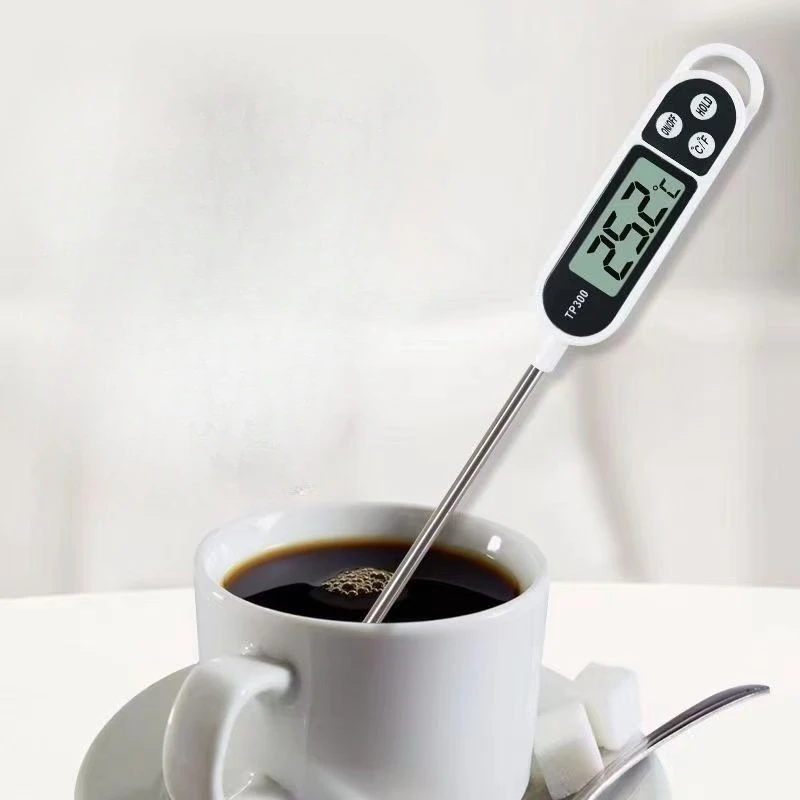 1Pc Food Thermometer, Kitchen Accessory, Dormitory Essential, Instant-Read Meat Thermometer, Accurately Measures Oil and Water Temperature, Essential Kitchen Accessory (Button Batteries Not Included, Please Purchase Lr44 Button Batteries for Installation and Use)