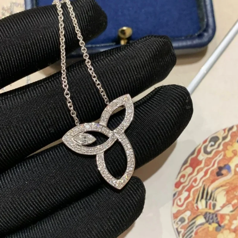 

Fashion 925 Sterling Silver Leaf Pendant Necklace Women's Daily Wear Jewelry Accessories Holiday Gift