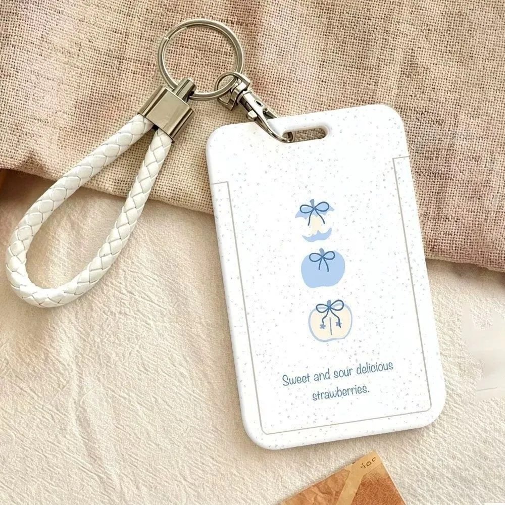 Hard Plastic Card Holder Polka Dots Slide Cover ID Badge Holder with Wrist Lanyard Blue Star Pattern Bus Pass Cover Bus Pass