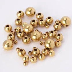 50pcs 3-8mm Original Brass Spacer Loose Beads Ball Beads for Charms Bracelets Necklace Jewelry Making Components DIY Wholesale