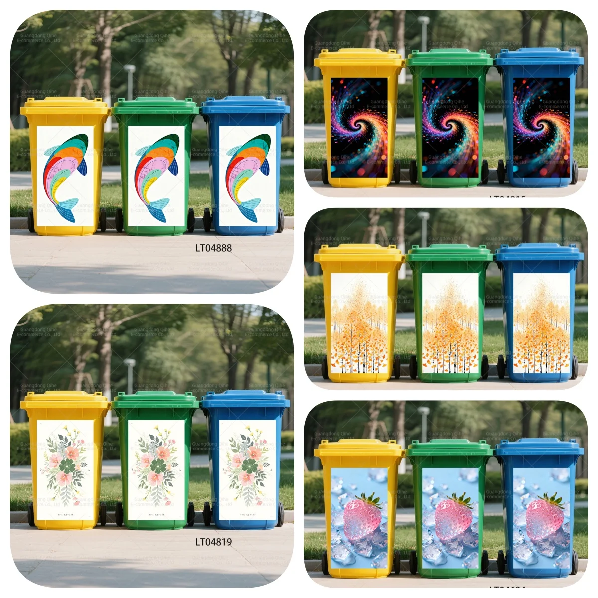 

Flower Natural Scenery Art Mural Decals PVC Waterproof Container Stickers Home Decoration For Outdoor Trash Can Bin
