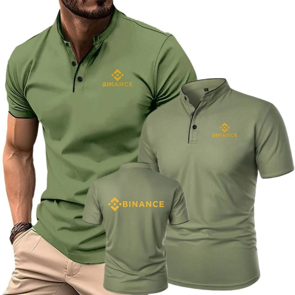 قمصان بولو Binance Crypto Office قميص رجالي بلايز تي شيرت ريترو هينلي قميص الشباب الوقوف تي شيرت بياقة خفيفة الوزن ملابس الشارع الرائعة #3