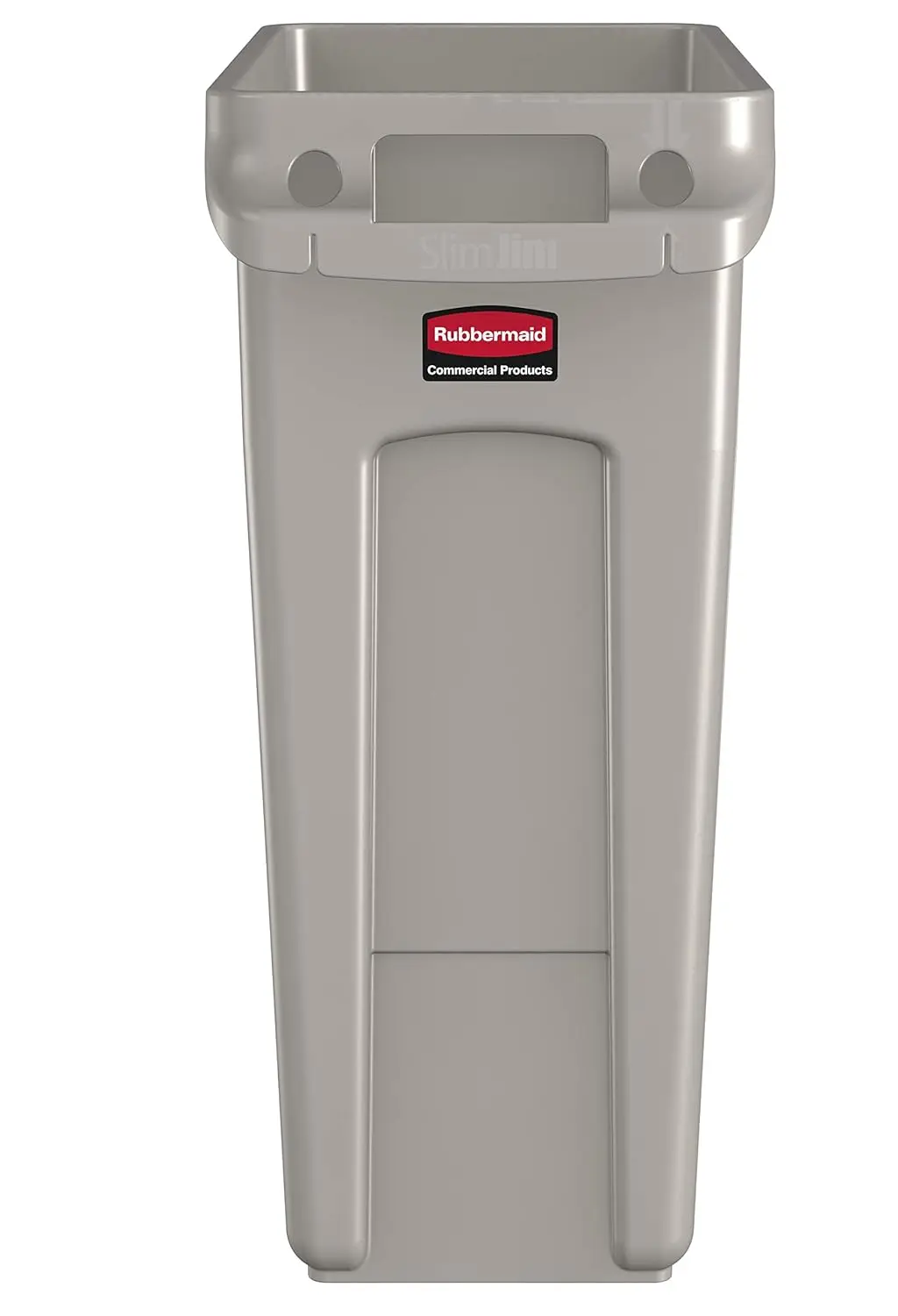 Rubbermaid SLIM JIM 16 Gal Plastic Rectangular Trash Can with Venting Channels, Beige, for Kitchens, Classrooms, Offices