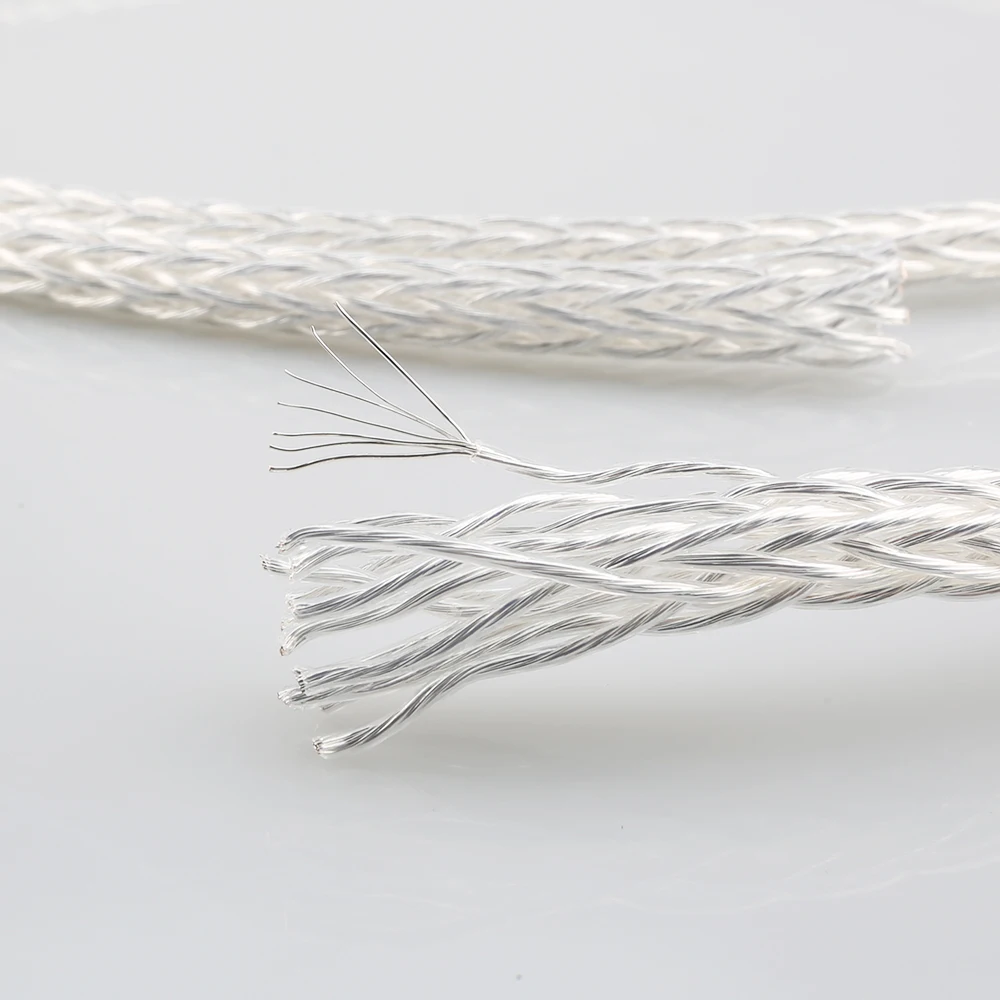 Bulk Audio Cable 8AG 24 Cores Silver Plated OCC PTFE Transparent Hifi Audiophile DIY Wire Per Meter for Speaker Power RCA