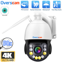 4K PTZ Security Camera Outdoor With 50X Optical Zoom 1000FT Night Vision 8MP 360° WiFi Wireless RTSP IP Person Detection Audio
