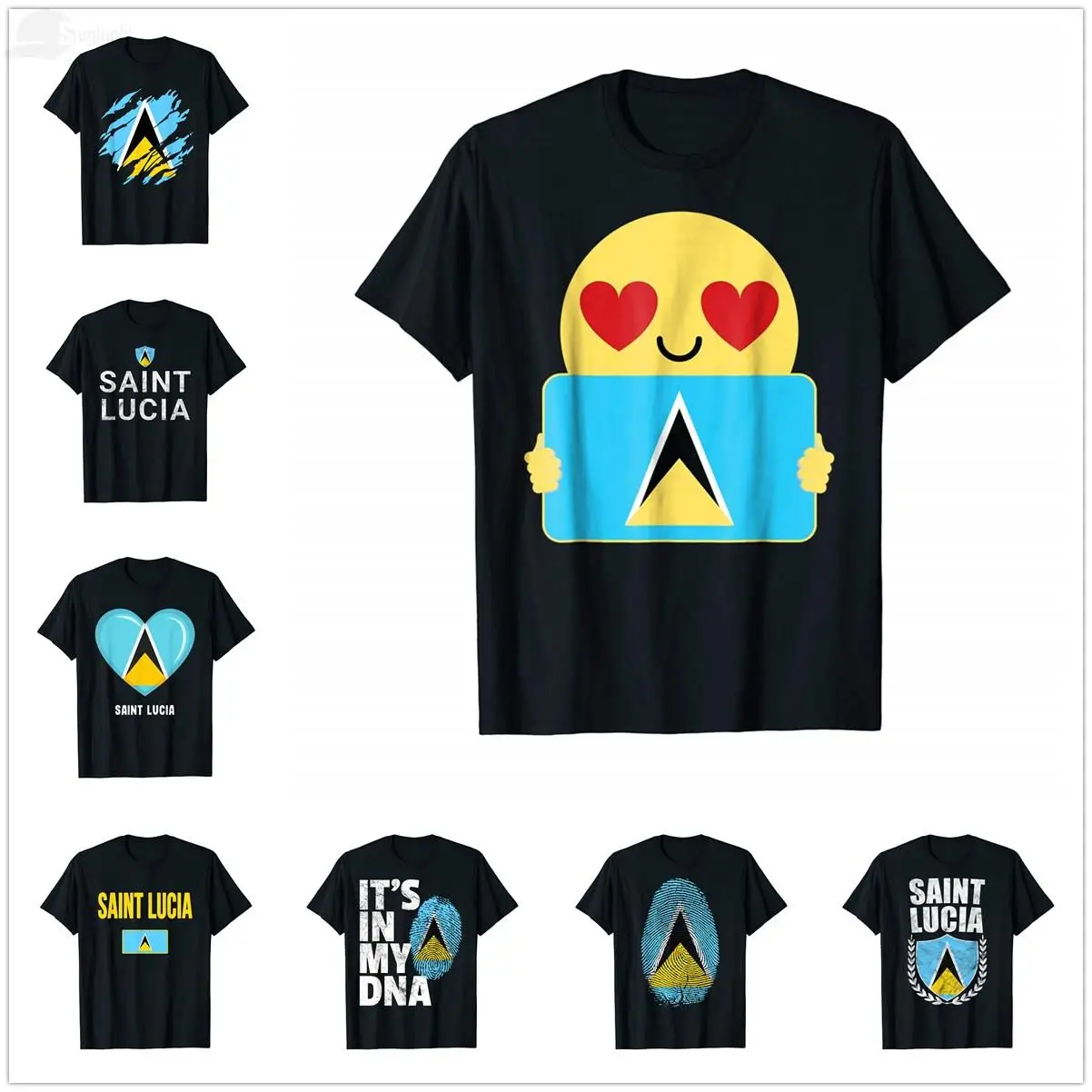 2022 Summer St. Saint Lucia Flag Smile Pride National Country T-Shirt For Men Women Unisex T Shirt Tops Cotton Tees