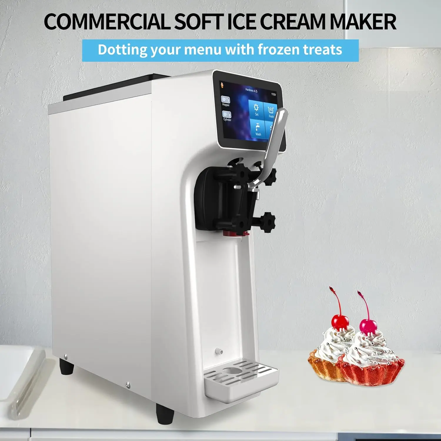 

Mvckyi 1000W Single Flavor Ice Cream Machine Commercial Soft Ice Cream Maker Machine USA Free Shipping