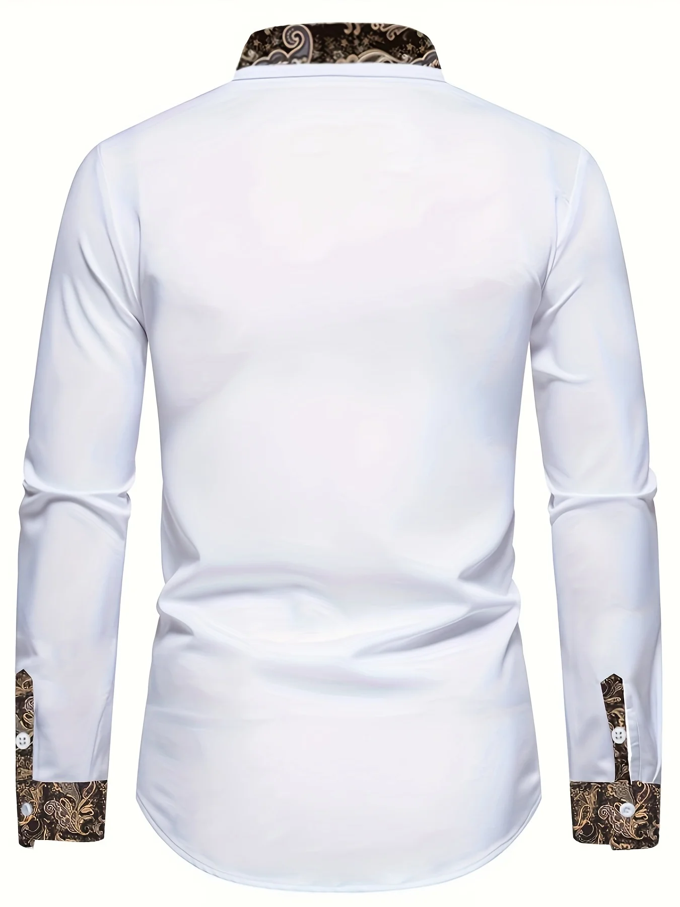 New Men's Lapel Cashew Flower Color Matching Long Sleeved Shirt Slim Fit Business Casual Fashion Shirt