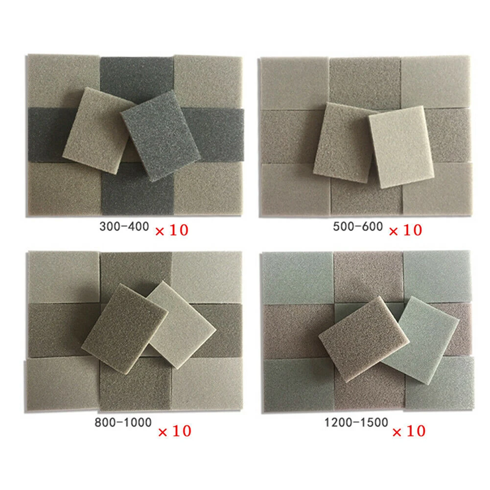 

10pcs Sandpaper Sponge Pads Foam Sanding Block Wet Dry Bodywork Fine Coarse Grit Abrasive Tool Accessories For Polishing