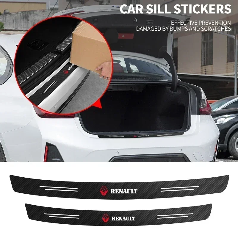 

Carbon Fiber Car Rear Bumper Trunk Guard Protected Sticker For Renault Fluence Scenic Duster Logan Koleos Kadjar Accessories