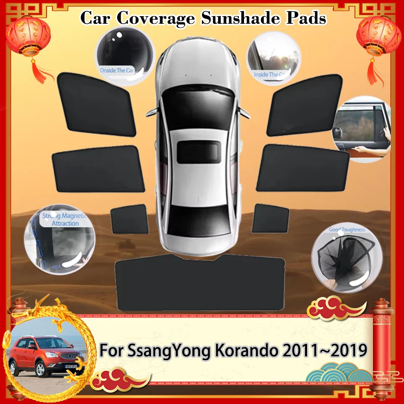 

Для SsangYong Korando C C200 New Actyon Micro 2011 ~ 2019 солнцезащитный козырек магнитный солнцезащитный козырек блокирующий занавес конфиденциальность затенение авто