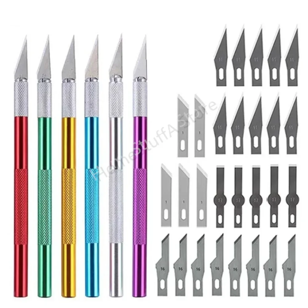 Non-Slip Metal Scalpel Knife Tools Kit  Handicraft Art Utility Knife for Mobile Phone PCB Repair Tool Metal Scalpel Knife Blades