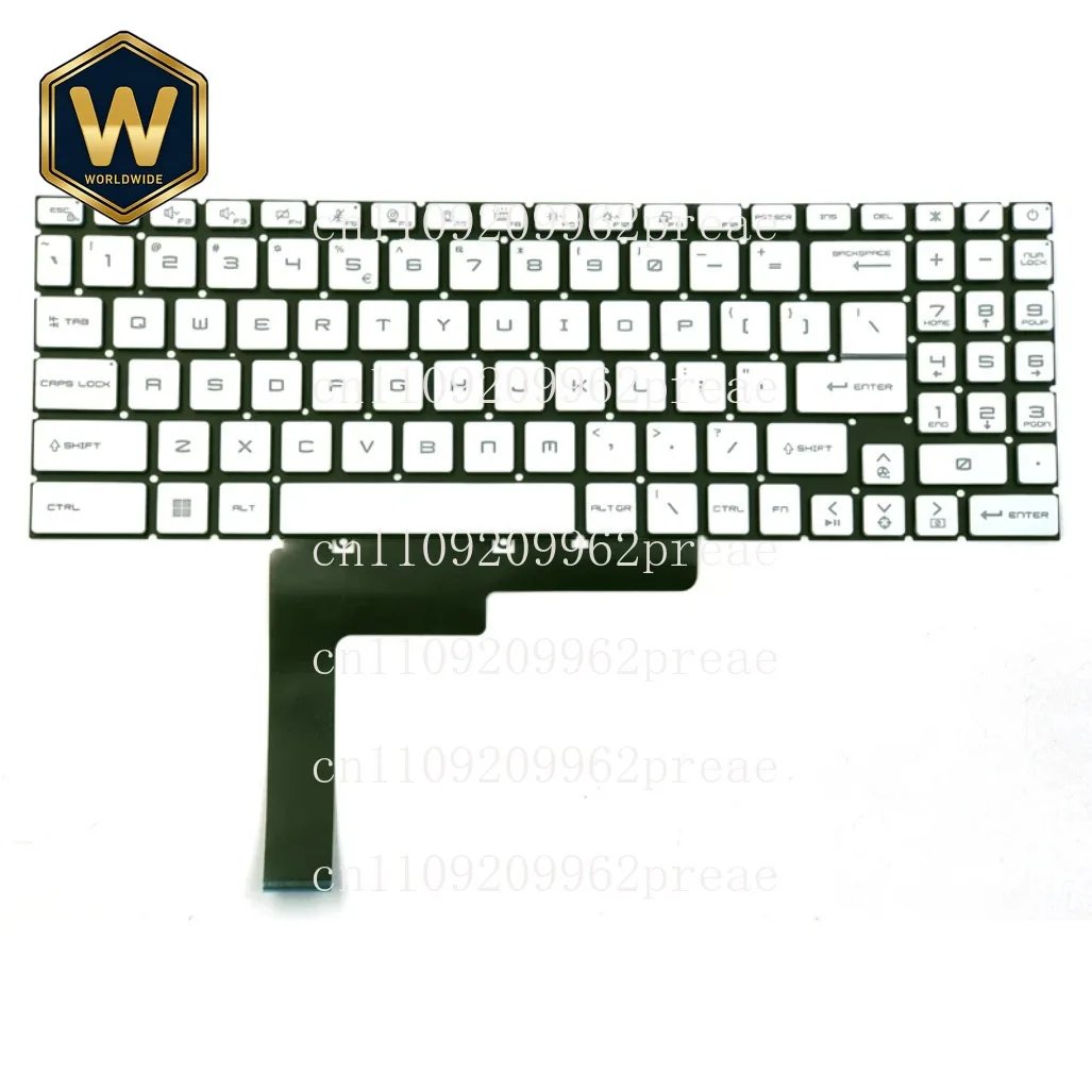 S For MSI Sword 15 A11SC/A11UC/A12VE/A12UD & Sword 17 A11SC/A11UD/A12UD/A12UE/A12VF (MS-1585) US Layout White Keyboard  Backlit