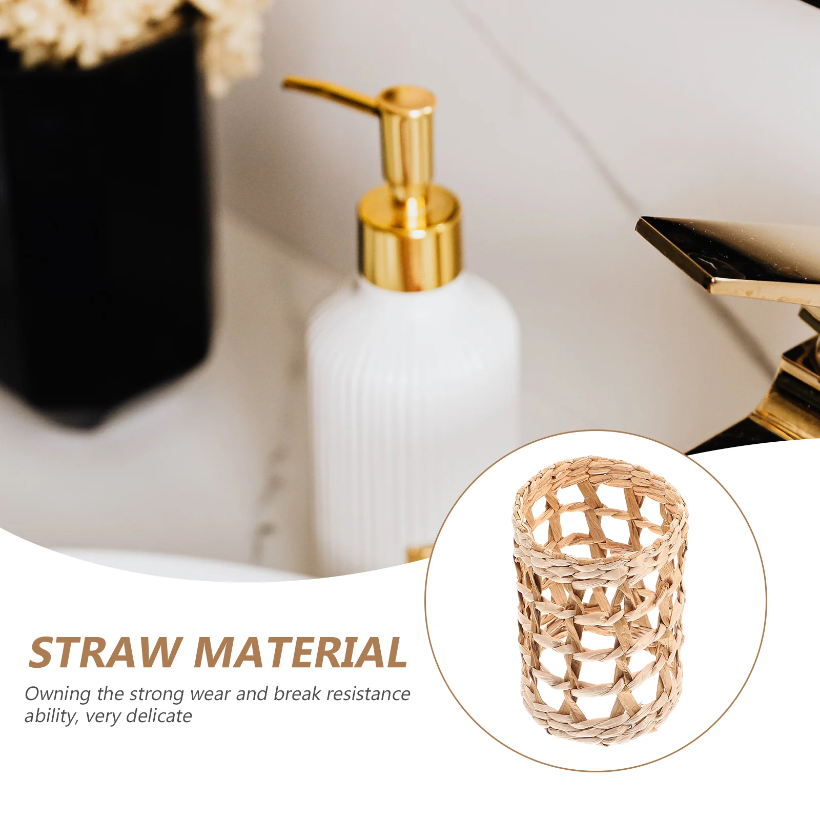 2 Pcs Straw Vase Set Placemats Rattan Basket Wicker Cup Sleeve Waterbottle Glass Covers Accessory