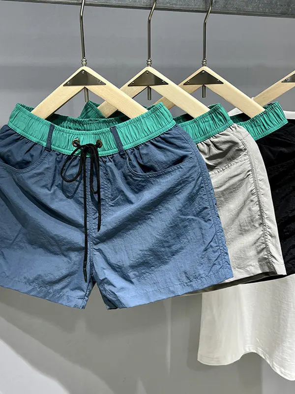 

Повседневная свободная одежда для бега, новая летняя повседневная уличная одежда контрастного цвета, пляжные брюки для бега, длина футболки с внутренней подкладкой