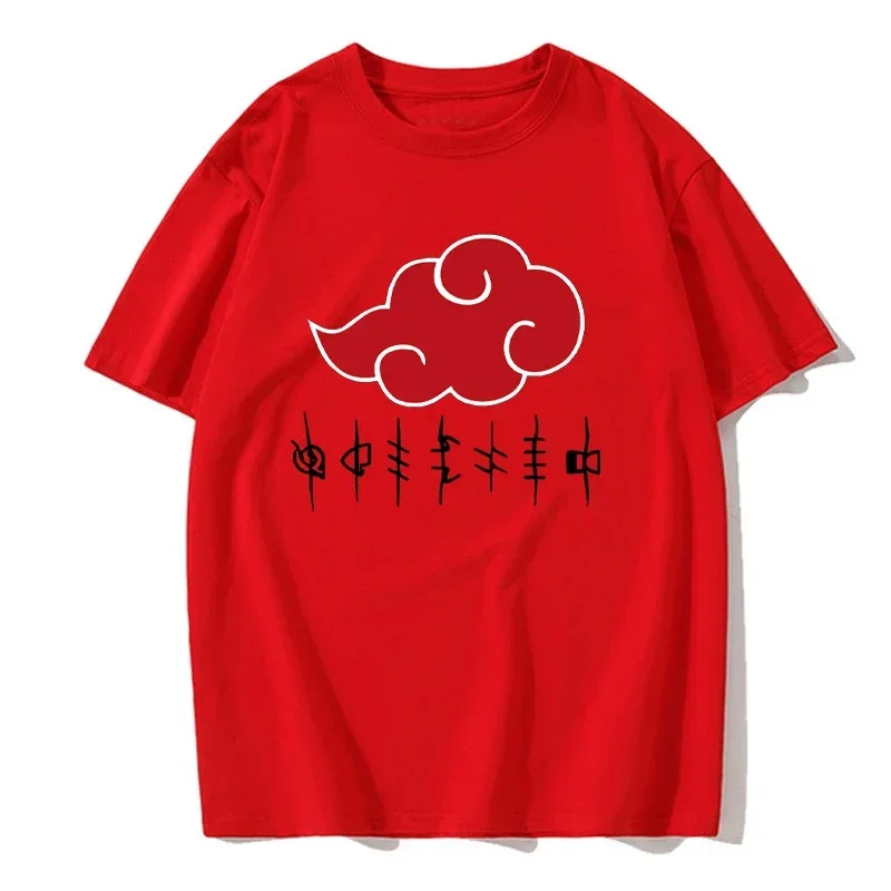 Heren Unisex Europese T-Shirt Akatsuki Cloudt Patroon Geprint Casual Mode Zomer Comfortabele Street Kleding Hiphop Top