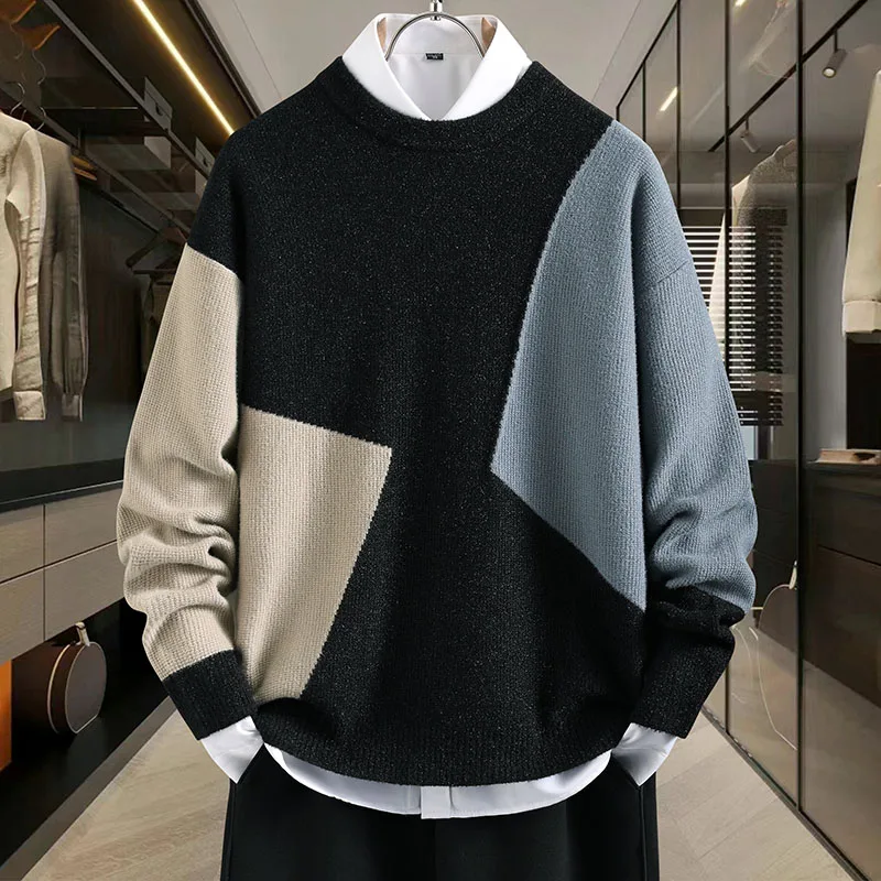 2026 Autumn-Winter New Style Round-neck Sweater for Men - Thick and Warm Men's Base Layer Shirt