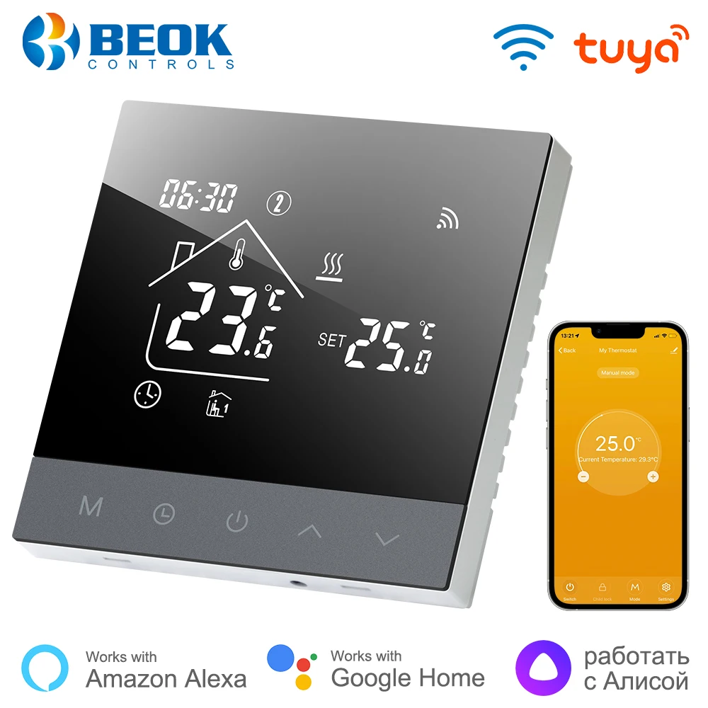 Beok Tuya Wifi Temperature Controller 220V Gas Bolier Touch Screen Thermostat Warm Floor Controller Work with Google Home Alice