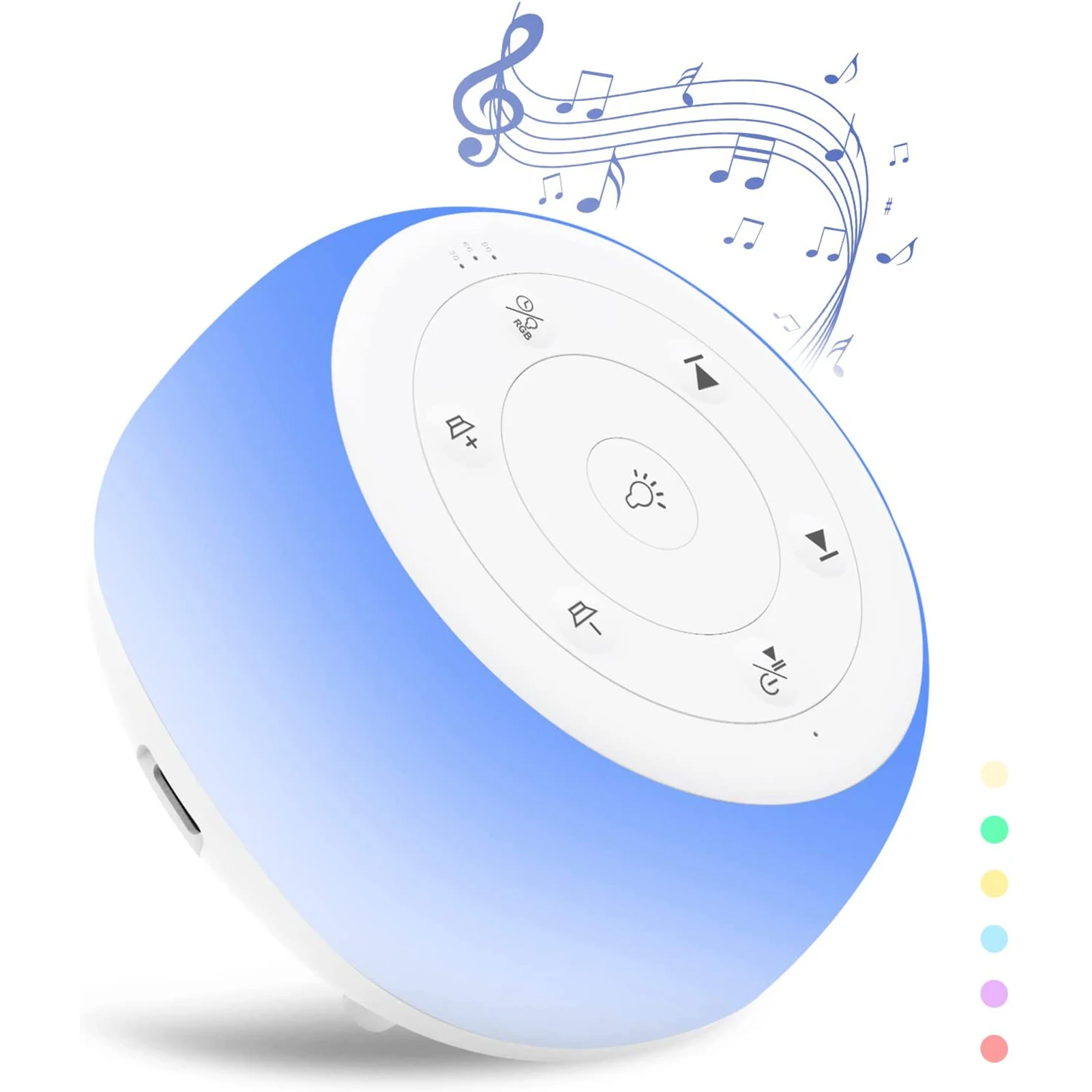 Desktop White Noise Machine Sleep Sound Machine Sleeping & Relaxation for Baby Sleep Soother with 7 Colors Night Lights