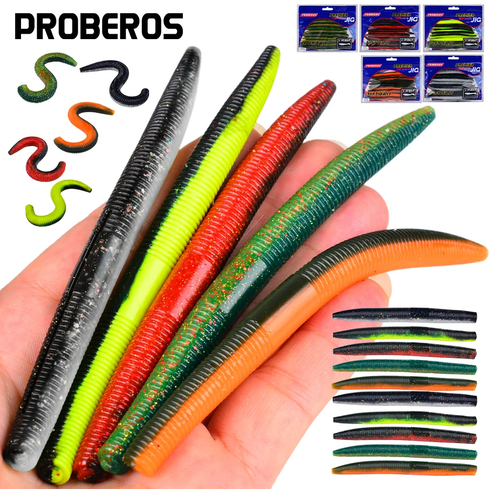 

5Pcs Artificial Soft Baits Worm Stick Soft Lures Fishing Lures Saltwater Pesca Fishing Accessories Wholesale
