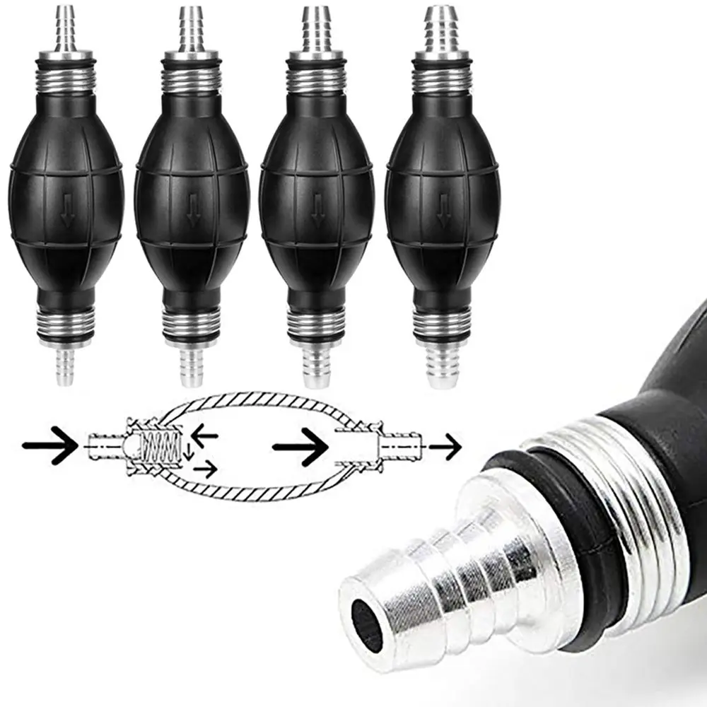 6/8/10/12mm Manual Fuel Pump Pipeline Rubber Aluminum Manual Fuel Primer Bulb Diesel Gasoline Delivery Pump Automobile Ship Tool