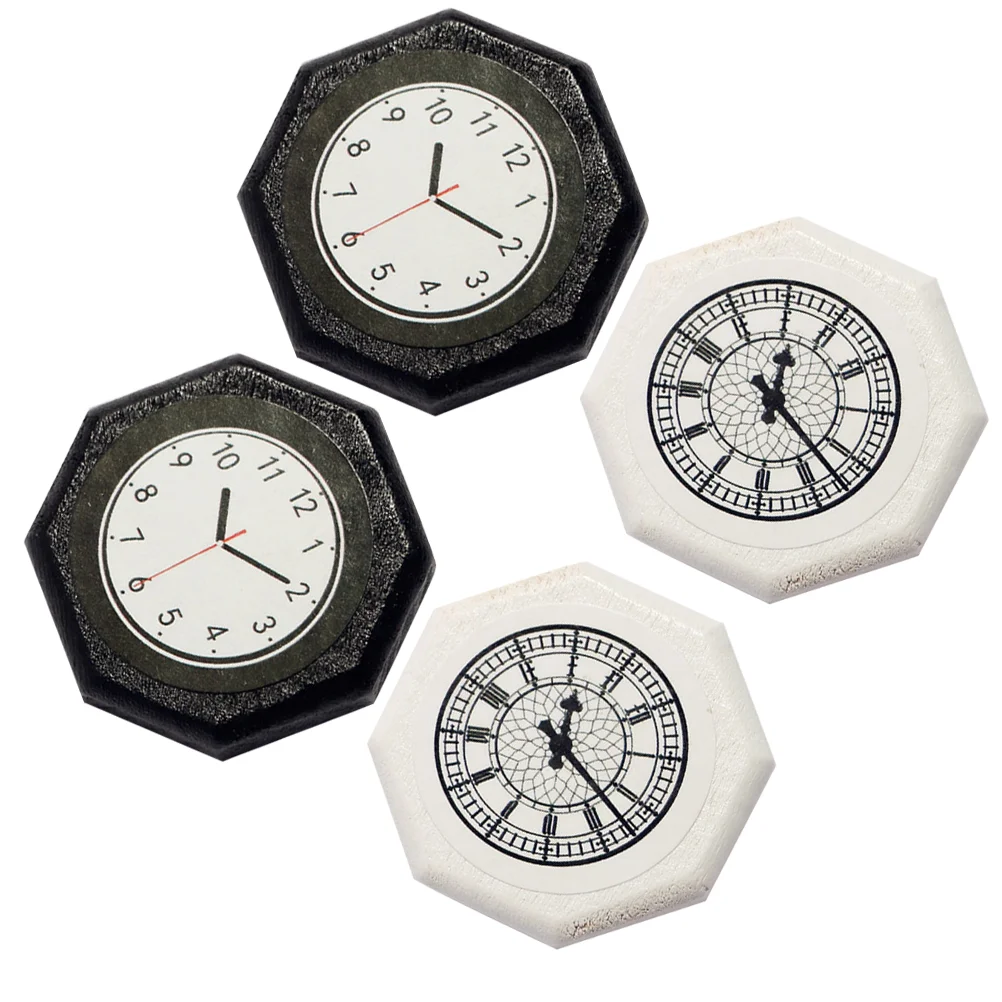 4 Pcs Wall Clock Mini Toy House Miniature Model Pp Pendulum Work Furniture