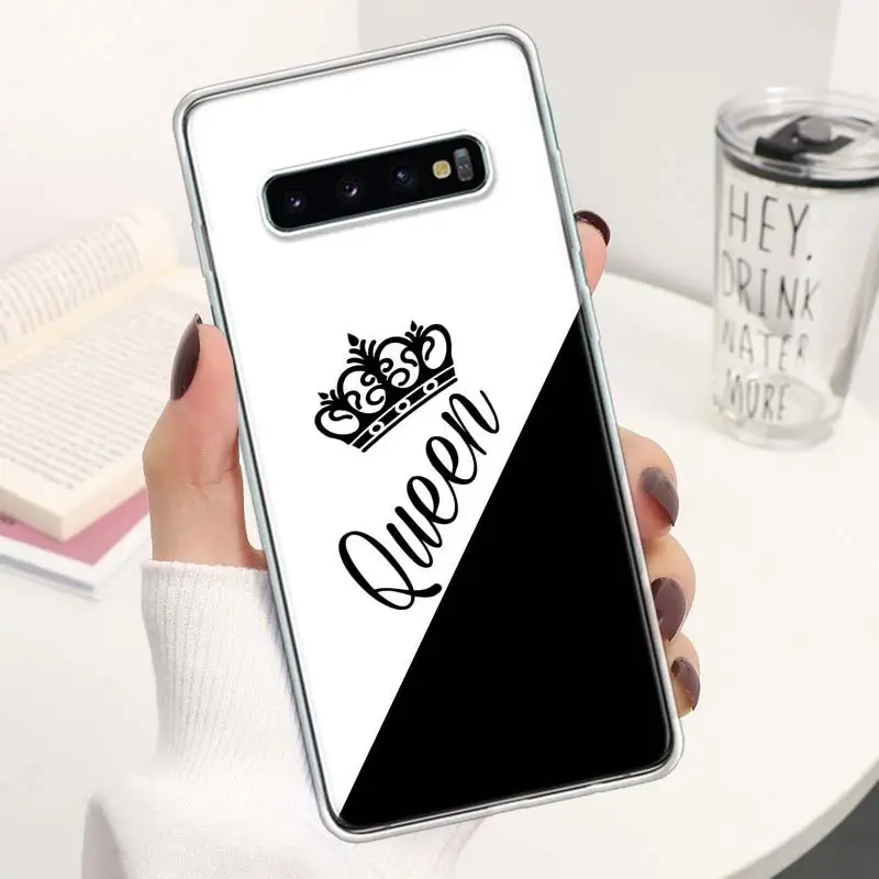 Lovers King Queen Coque Phone Case For Samsung Galaxy S24 S23 Ultra S22 S21 S20 FE S10 Plus S10E S9 S8 + Lite Soft Cover