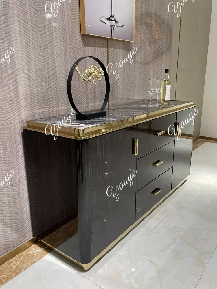 

Итальянский светлый роскошный буфет из цельного дерева, современная простая мебель для гостиной, прихожая, настенная мраморная прихожая.