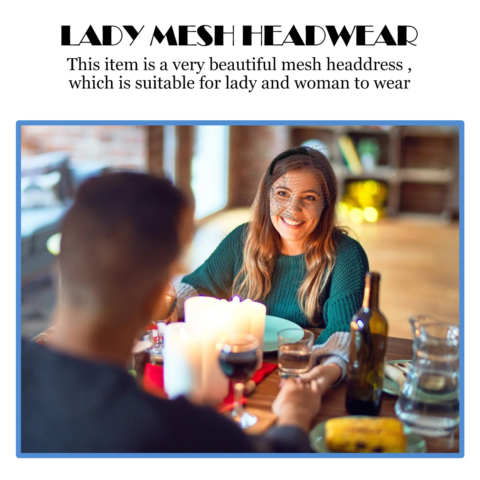 

Retro Mesh Headdress Diamond Decor Woman Lady Headwear Black Bride Veil Hair Accessories Lightweight Festivals Party