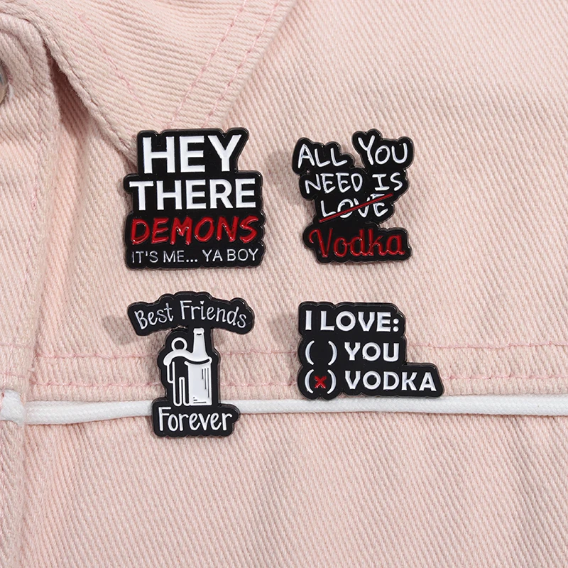 Alll Your Need Is Love Enamel Pins Best Friends Forever Drinking Alcohol Brooch Lapel Badges Jewelry Gift Decorations