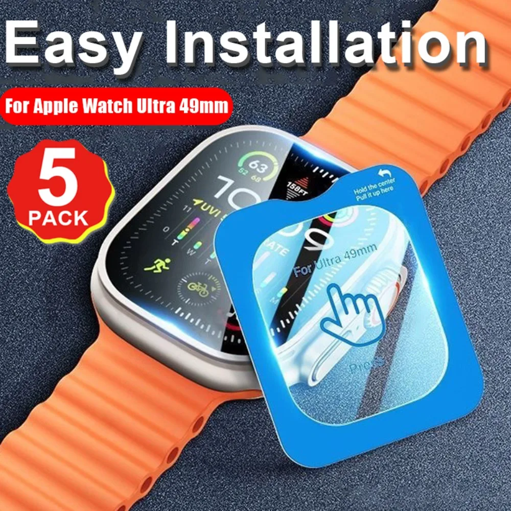 

1/3/5 упаковок пленки из закаленного стекла для Apple Watch Ultra 3/2/1 49 мм, инструмент для выравнивания с защитной пленкой HD для IWatch Ultra 3 49 мм