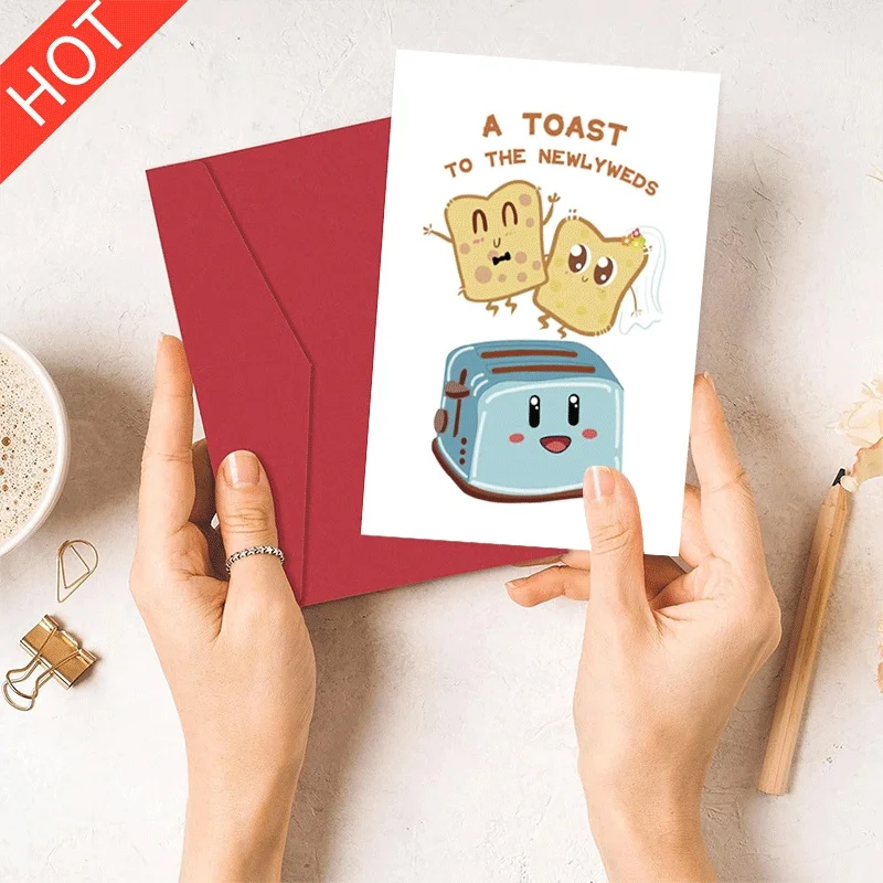 

Newlyweds Wedding Greeting Card, Cute Toast Themed Congrats Card for Bride and Groom Wedding Gift
