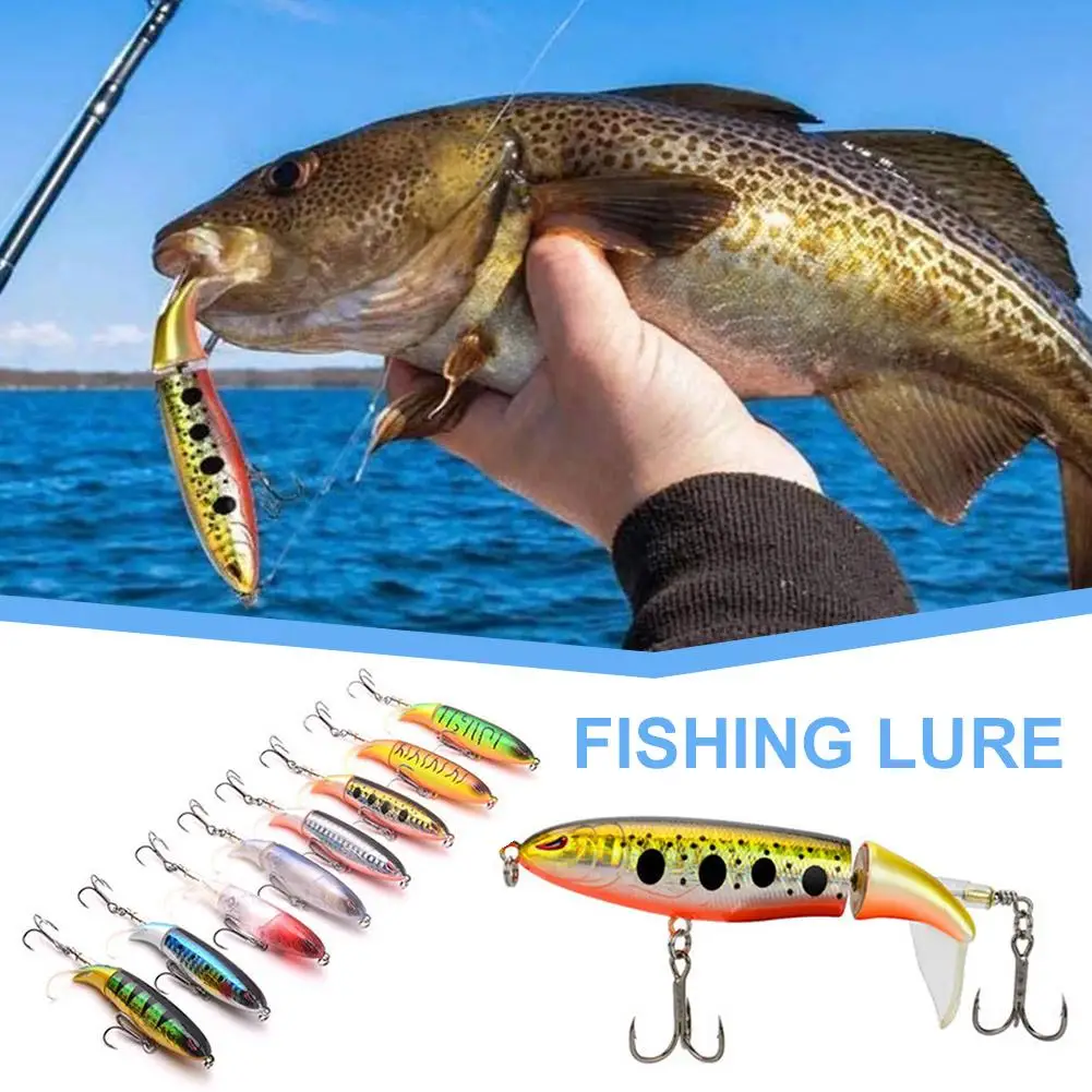 9cm Topwater Fishing Lure Propeller Water Tow Tractor Gear Artificial Bait Soft Hard Rotating Fishing Tail Plopper Outdoor