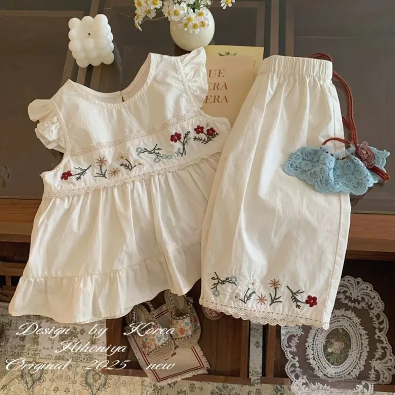 Korean Childrens Clothing 2026 Summer New Style Baby Countryside Retro Style Baby Cute Korean Version Set