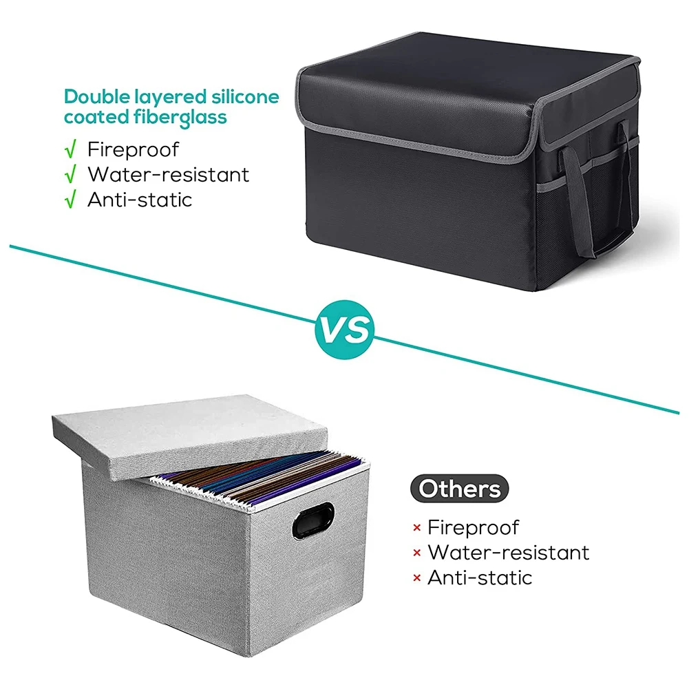 Fireproof File Box File Storage Box,Fireproof Storage File Cabinet with Lock,Portable Office Box,for Letter/Legal Folder