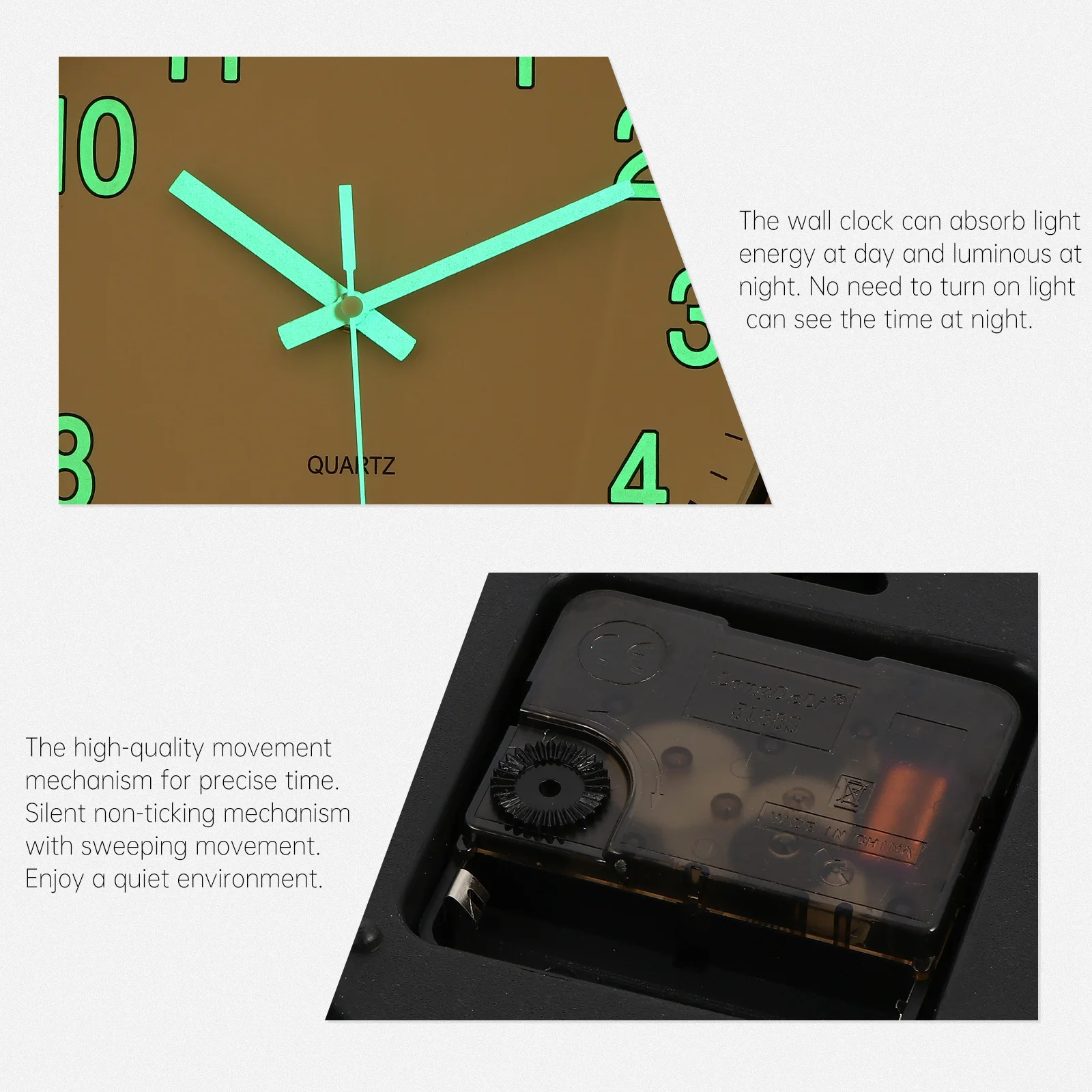 

Luminous Large Wall Clock Silent Round Design Home Office Living Room Kitchen Night Glow Non-Ticking Clock Home Clocks