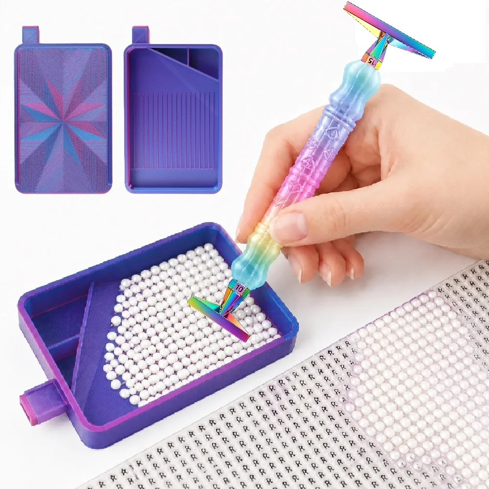 3D Diamond Pattern Dotting Pen Tool Accessory Set, Includes 1 Stainless Steel Bent Tip Fine Tube, 1 Stainless Steel Straight Tip Fine Tube, 10/15 Dotting Tips, Suitable for Adult DIY Diamond Painting Accessories view 5