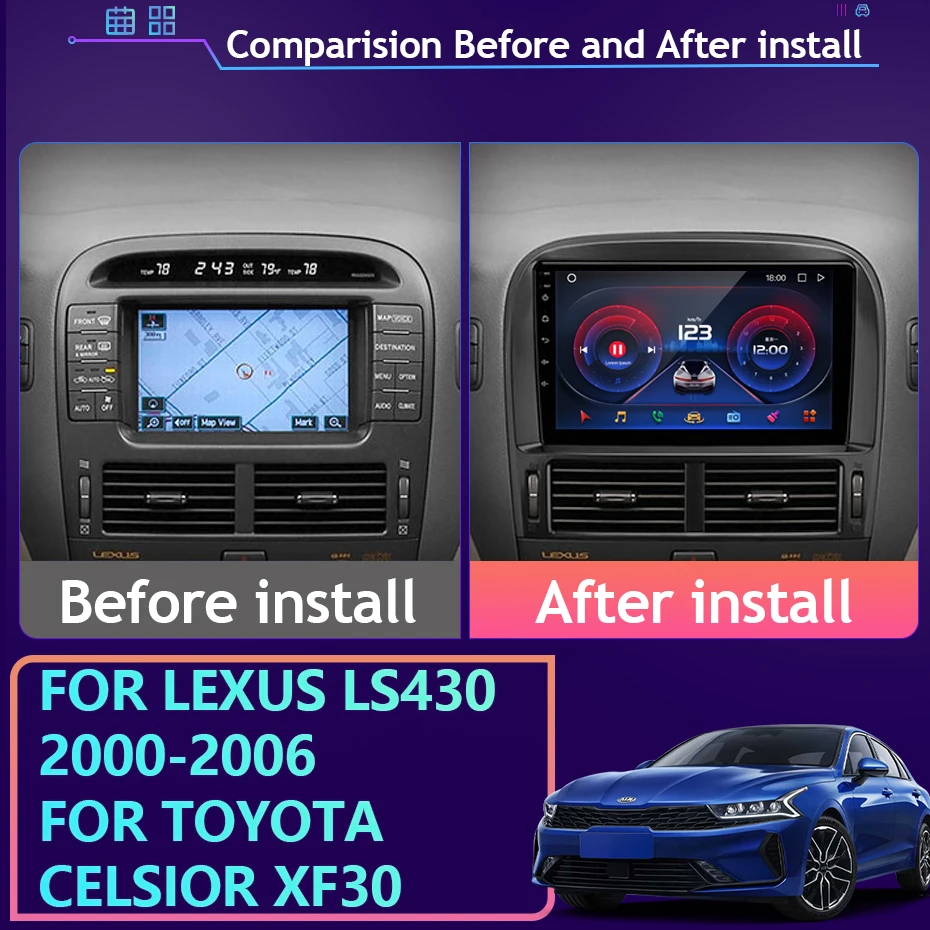 Car Radio Carplay For Lexus LS430 XF30 LS 430 2000 - 2006 For Toyota Celsior XF30 Navigation GPS Android Auto Screen 4G No 2din