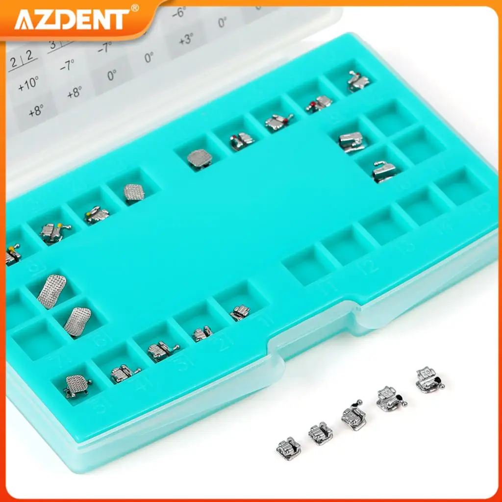 24pcs/Box Dental Brackets AZDENT Orthodontic Braces Passive Self-Ligating Roth/MBT .022 with 1st Molar Buccal Tube