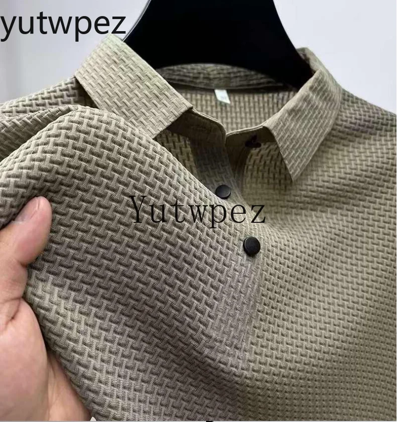 Summer Men Lop-up Hollow Short-sleeved Polo Tee Shirt Ice Silk Breathable Business Fashion T-Shirt Outdoor Hiking Sports Running