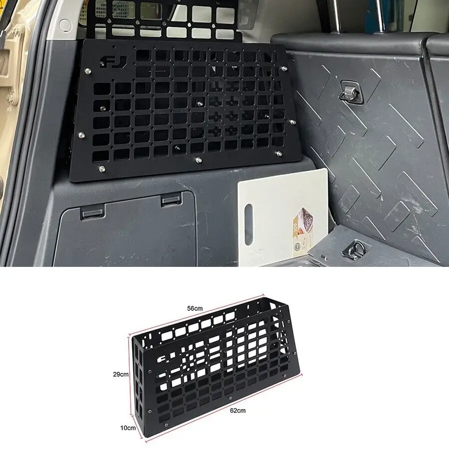 

Car Accessories For Toyota FJ Cruiser 2007-2023 Aluminium Molle Panel Rear Trunk Debris Rack Storage Box Organizer Tray