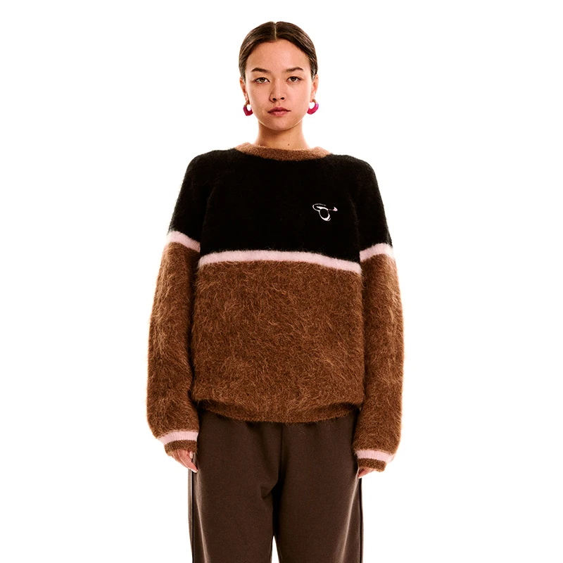 

Loose round Ne Knitted Wool Sweater Color Blo O-ape Fem Autumn Winter New Arrival Handpied Store Faion Commute S...