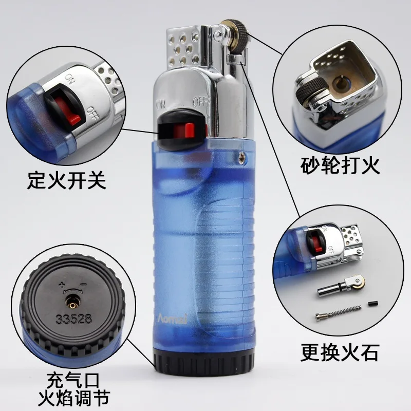 Creative Small Flame Fashion Lighter Flame Lock Function Butane Gas Flying Fire Lighter Cigarette Igniter Exquisite Gift for Men