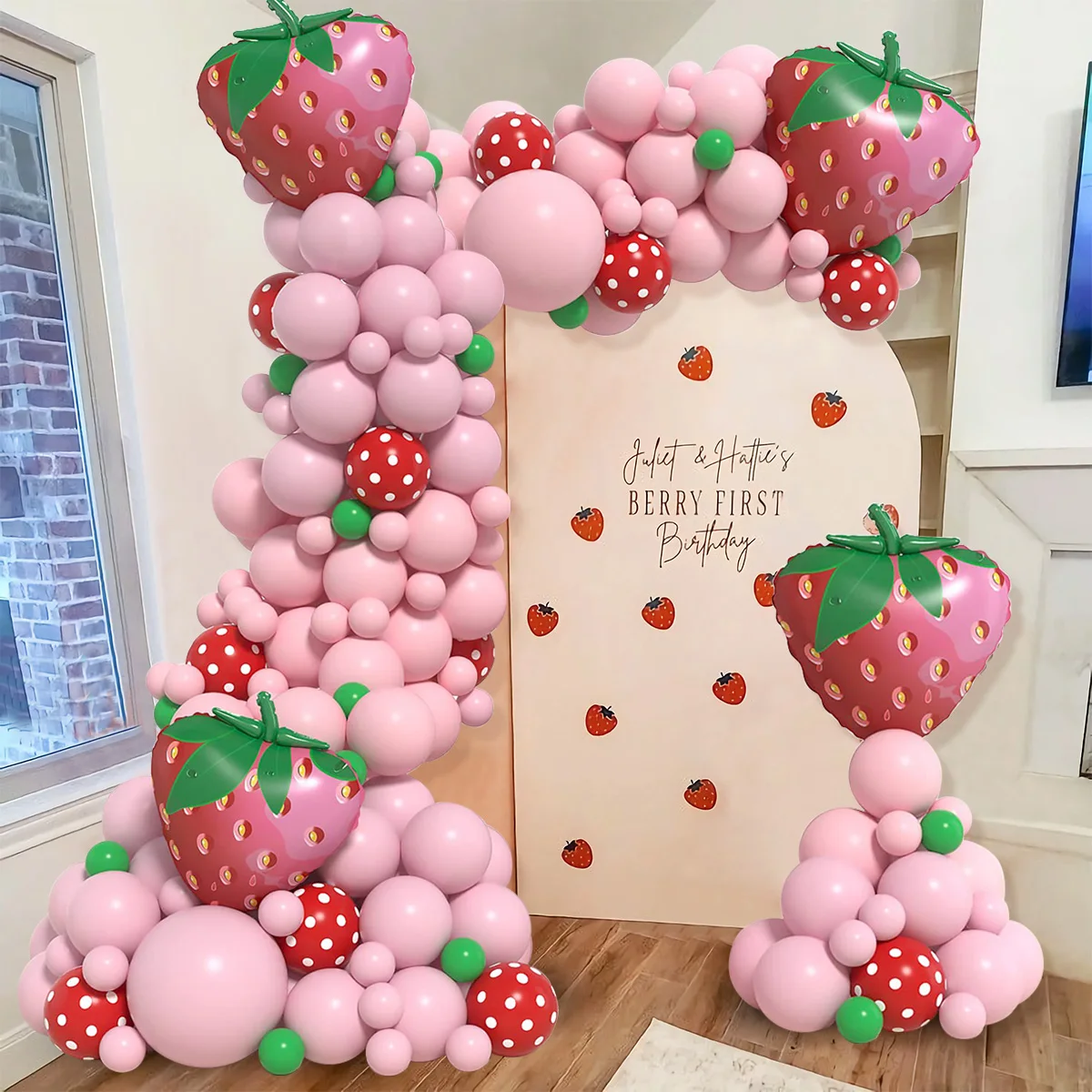 

Strawberry Theme Party Balloon Arch Kit Birthday Party Decorations Kids Girl Wedding Party Supplies Baby Shower Latex Balloons