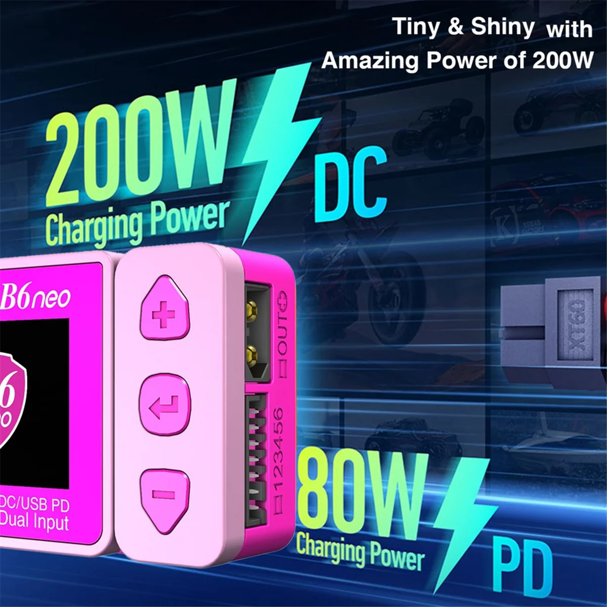 

A45U B6 Neo Smart Charger DC 200W PD 80W LiPo Battery Balance Charger for RC FPV Drone Car Boat Model